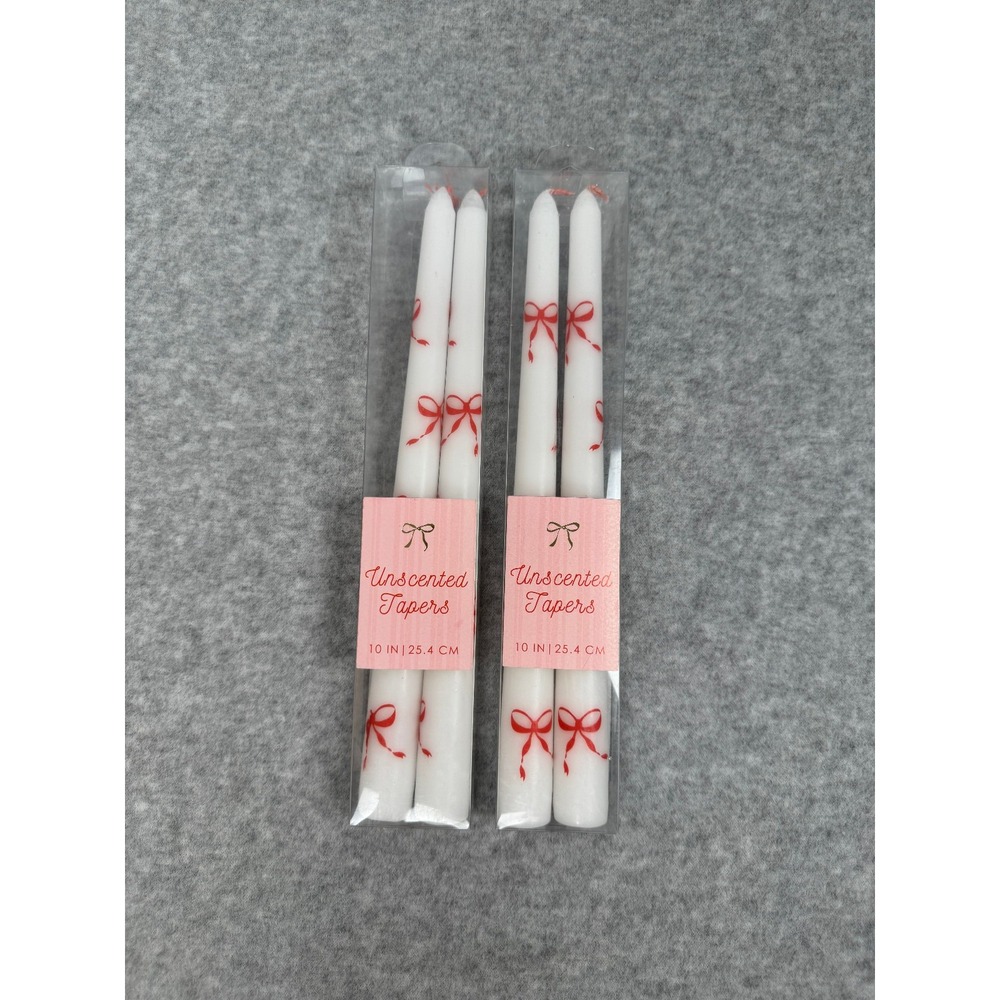 Red Bow Taper Candle 10" Great for Baby Shower Christmas Valentines Day Birthday